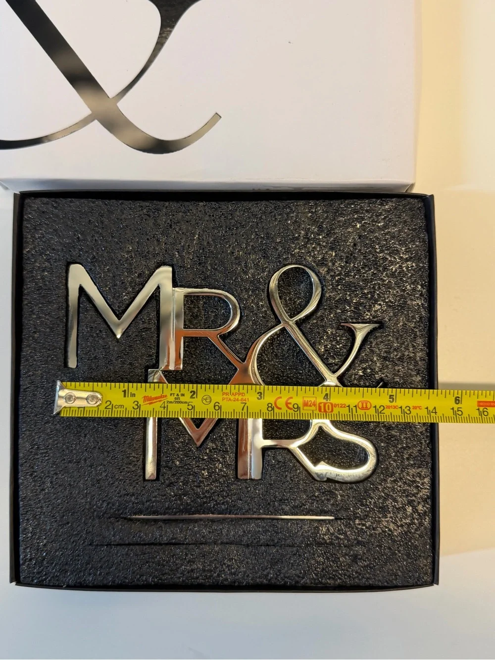 MR & MRS Silver Cake Topper - Elegant Wedding Decoration